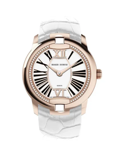 Roger Dubuis Velvet 36mm Rose Gold White Leather Strap