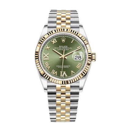 Rolex Datejust 126283rbr 36mm Yellow Gold Steel Green Dial 1