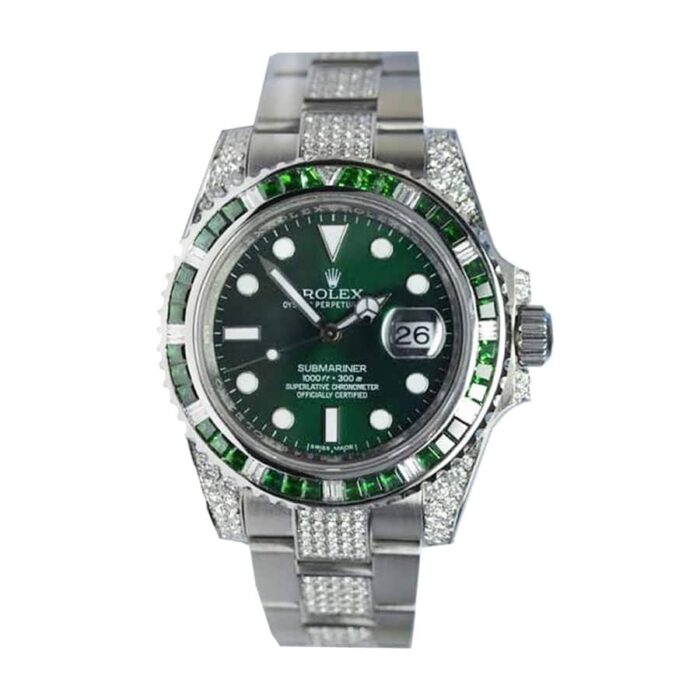 rolex-submariner-hulk-116610lv-diamond-green-dial-iced-out-replica-1 Rolex Submariner Hulk 116610lv Diamond Green Dial Iced Out Replica 1