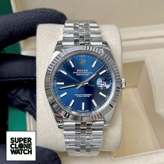 2rolex datejust blue dial steel replica watch