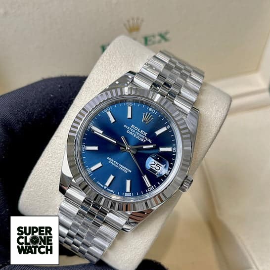 3rolex datejust blue dial steel replica watch