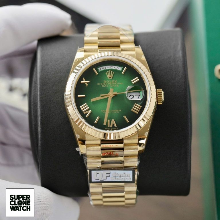 Dong Ho Rolex Day Date 128238 Rep 11 Mau Xanh La Ombre Trong Luong 158gram Nha May QF 36mm 2 768x768 1