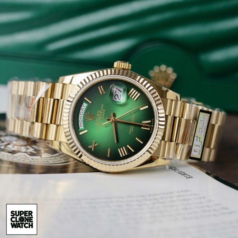 Dong Ho Rolex Day Date 128238 Rep 11 Mau Xanh La Ombre Trong Luong 158gram Nha May QF 36mm 3 768x768 1