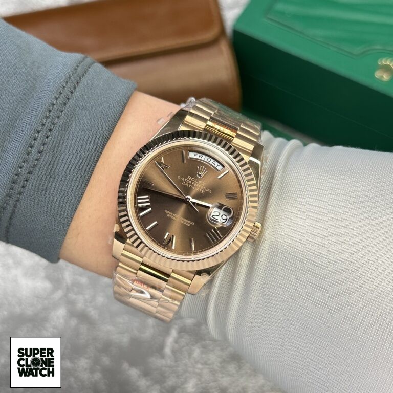 Dong Ho Rolex Day Date 228235 Rose Gold Mat Chocolate Rep 11 V2 GMF 40mm 5 768x768 1