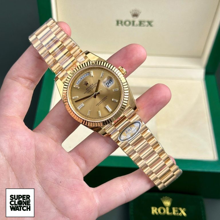Dong Ho Rolex Day Date 228238 Replica 11 Mat Vang May Caliber 3255 Thuy Sy Nha May AR 40mm 2 768x768 1