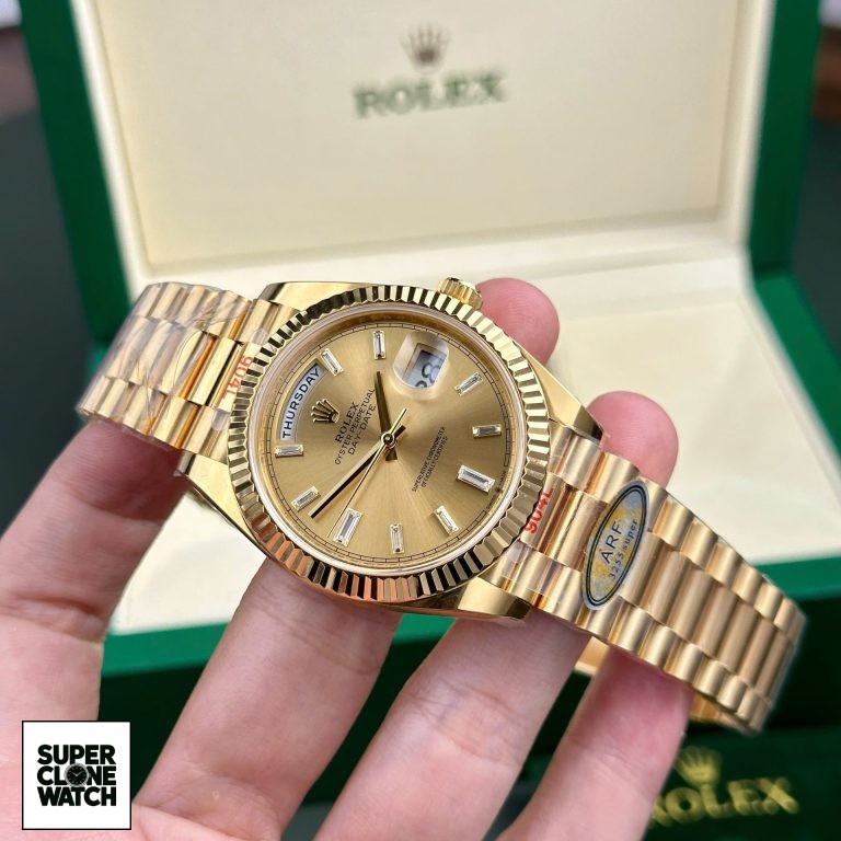 Dong Ho Rolex Day Date 228238 Replica 11 Mat Vang May Caliber 3255 Thuy Sy Nha May AR 40mm 6 768x768 1