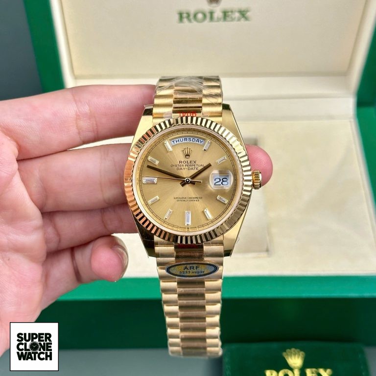 Dong Ho Rolex Day Date 228238 Replica 11 Mat Vang May Caliber 3255 Thuy Sy Nha May AR 40mm 8 768x768 1