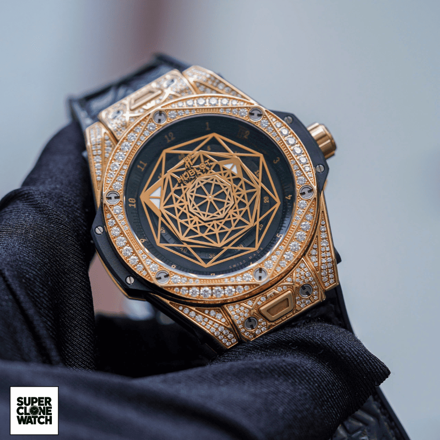 hublot big bang sang bleu king gold pave diamonds 39mm 2 4560