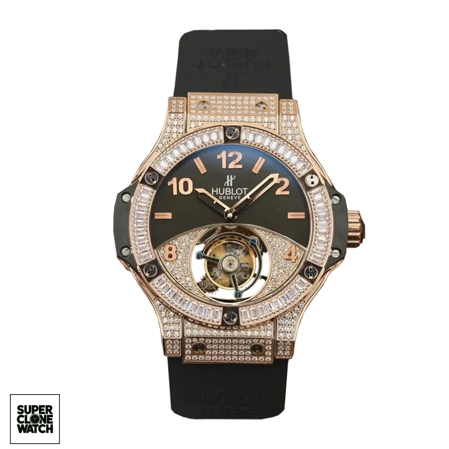 hublot classic fusion tourbillon best edition with diamond black dial replica