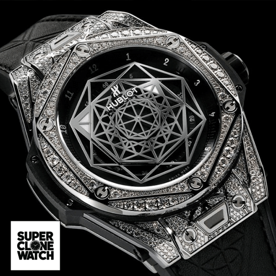 hublot big bang sang bleu titanium pave 415 NX 1112 VR 1704 MXM17 replica front Two