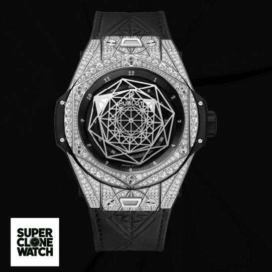 hublot big bang sang bleu titanium pave 415 NX 1112 VR 1704 MXM17 replica front three