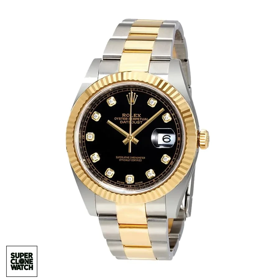 rolex datejust 126333 yellow gold automatic black with diamond dial