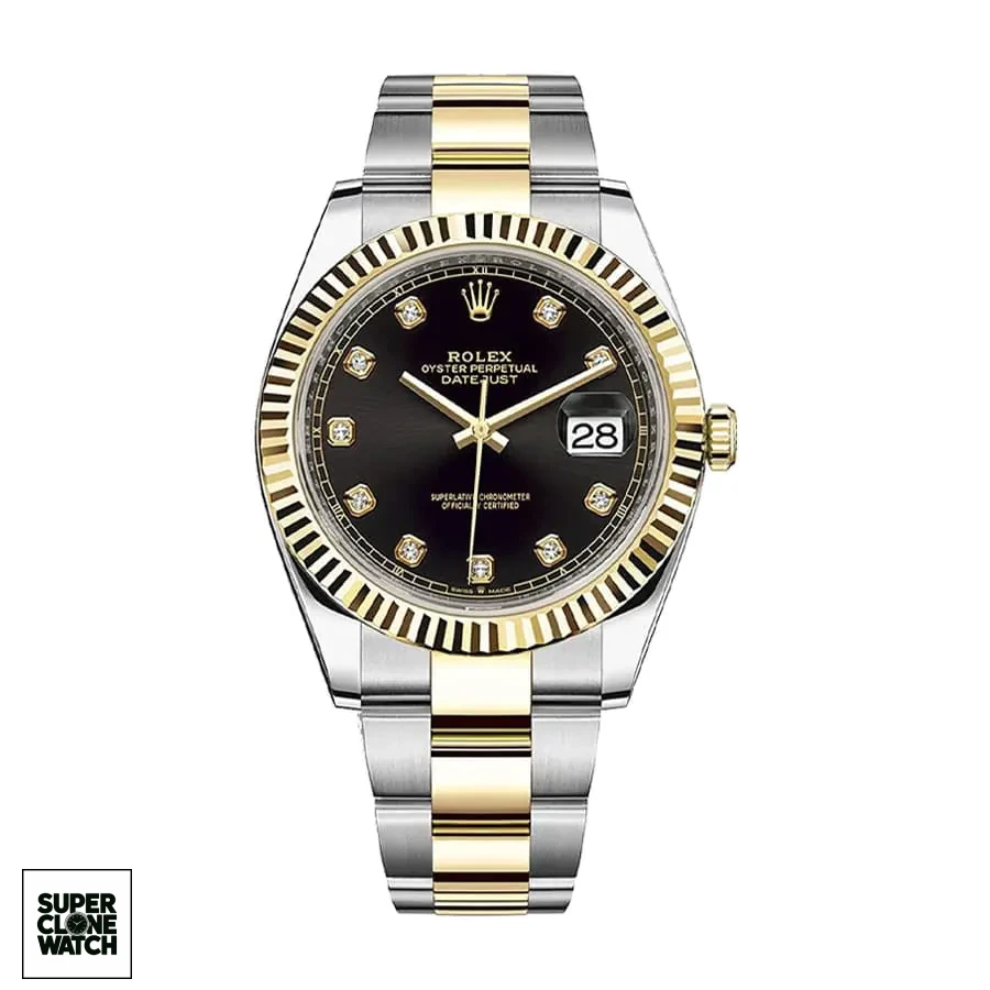 rolex datejust 126333 yellow gold steel automatic black dial