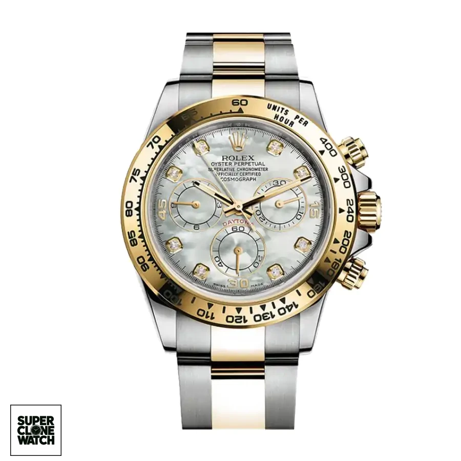 rolex daytona 116523 mother of pearl diamond dial two tone
