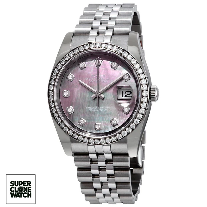 rolex oyster perpetual datejust 36 black mother of pearl dial stainless steel jubilee bracelet automatic men s watch