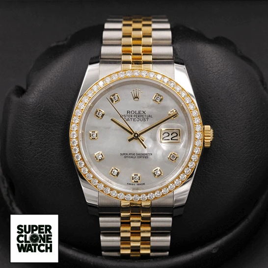 rolex datejust mother of pear diamond 116243 jubilee rig