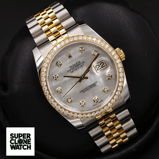 rolex datejust mother of pear diamond 116243 jubilee right mans