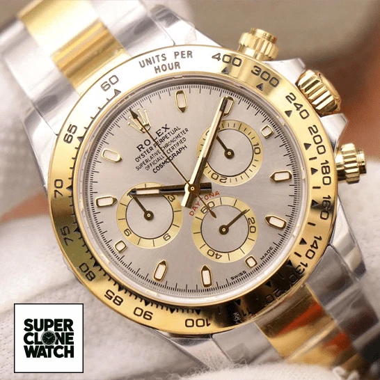 rolex daytona cosmograph 116503 stainless steel yellow gold grey dial oyster replica front