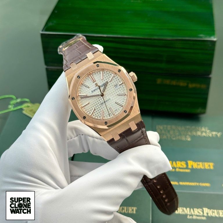 Dong Ho Audemars Piguet Royal Oak 15400 Fake 11 Ma Vang Hong Mat Trang Xuong IP 41mm 12 768x768 1