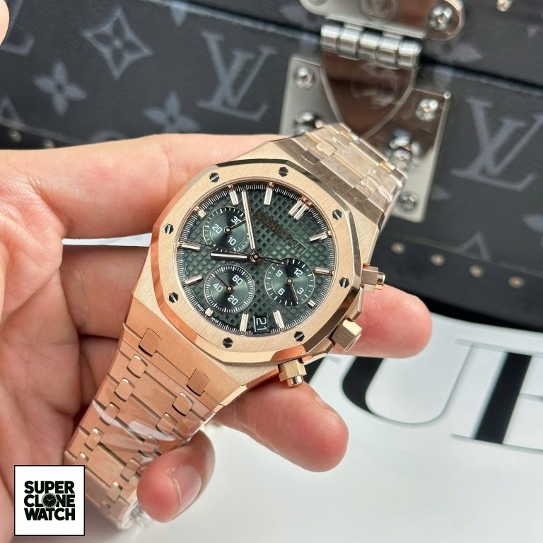 Dong Ho Audemars Piguet Royal Oak 26240 Ma Vang Hong Rep 11 Mat Xanh La Cay APS 41mm 3 768x768 1