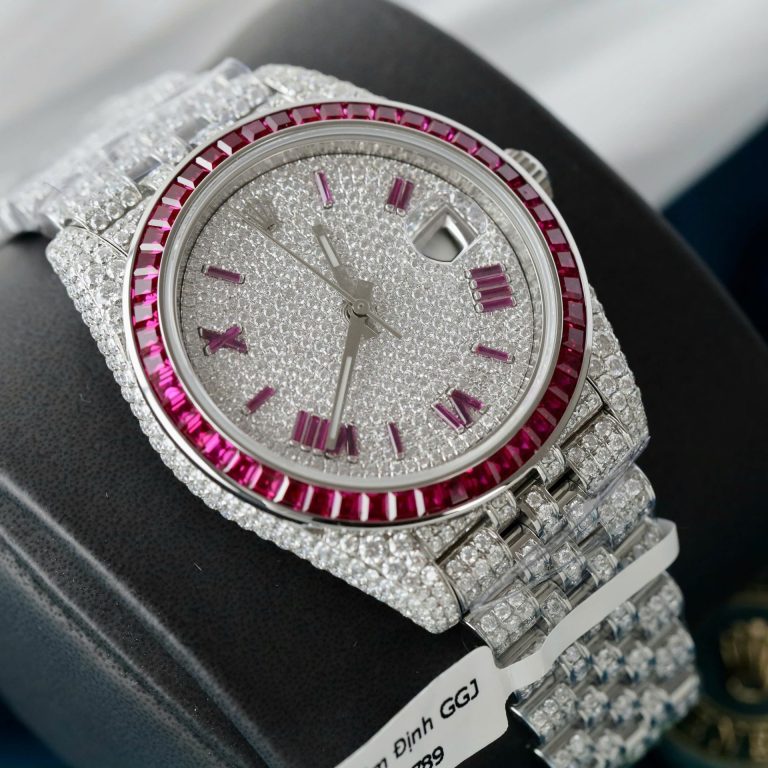 Dong Ho Rolex DateJust Che Tac Hong Ngoc Kim Cuong Moissanite Hong Kong 41mm 3 768x768 2