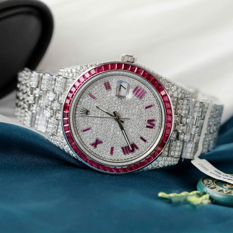 Dong Ho Rolex DateJust Che Tac Hong Ngoc Kim Cuong Moissanite Hong Kong 41mm 4 768x768 2