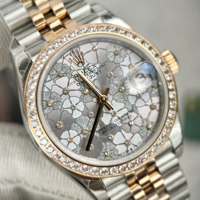 Dong Ho Rolex DateJust Nu Mat Hoa La Dinh Da Replica 31mm 8 768x768 1