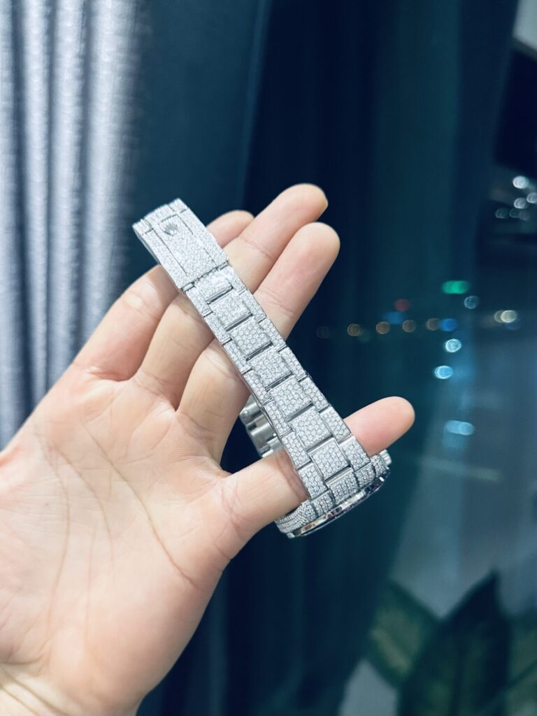 Dong Ho Rolex DateJust Rainbow Replica 11 Dinh Full Kim Cuong Moissanite 41mm 4 768x1024 1