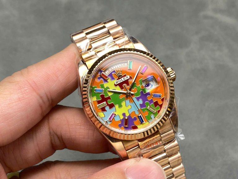 Dong Ho Rolex Day Date 128235 Che Tac Mat So Puzzle Emoji Jigsaw Motif 36mm 4 768x576 1