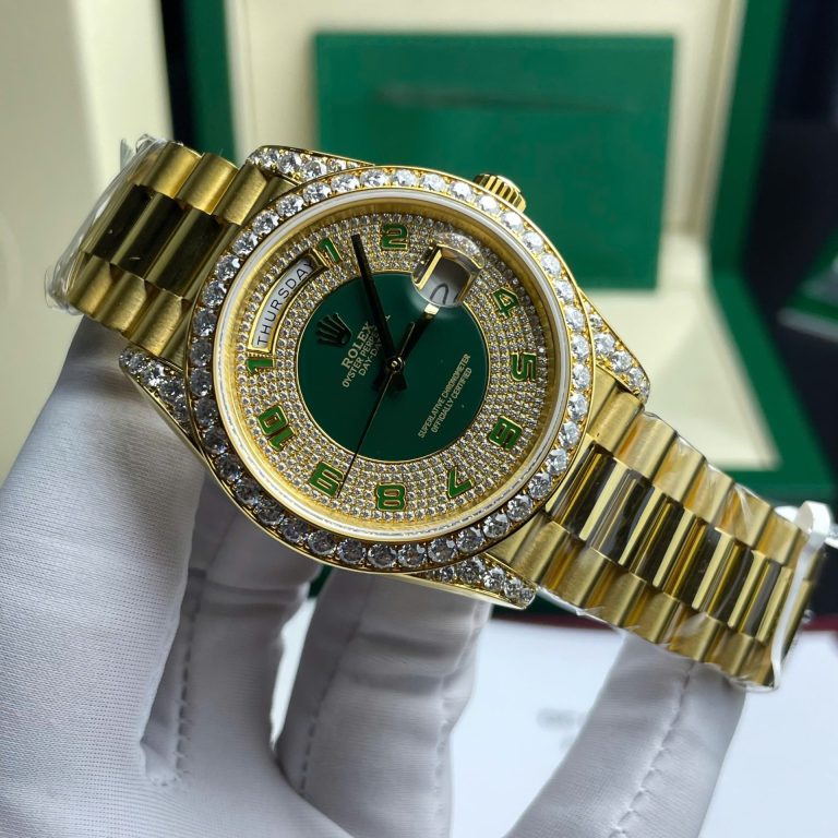 Dong Ho Rolex Day Date Che Tac Boc Vang Dinh Kim Cuong Moissanite Trong Luong 173 Gram 40mm 2 768x768 1