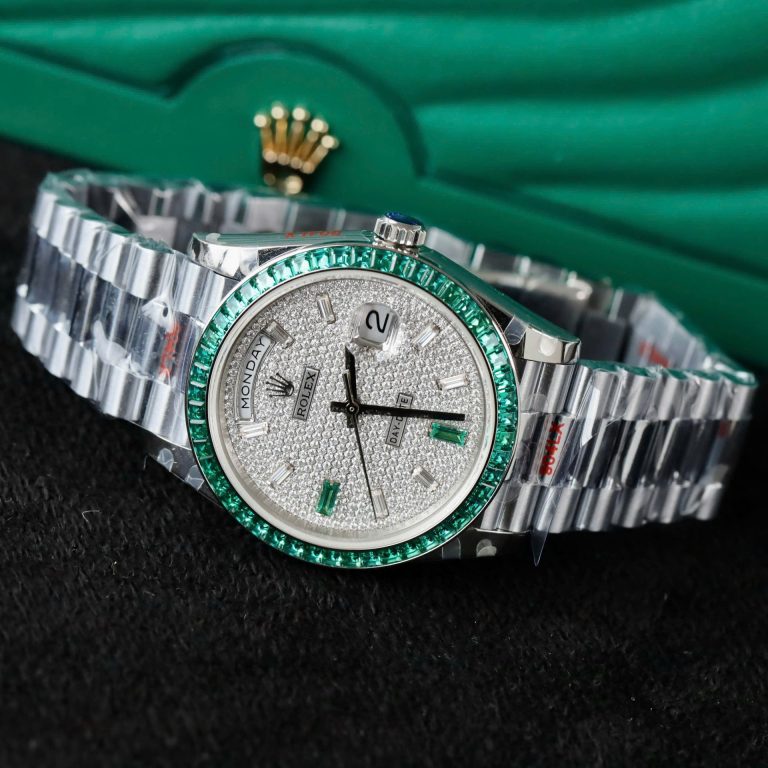 Dong Ho Rolex Day Date Nam Che Tac Dinh Moissanite Sapphire Baguette 40mm 4 768x768 1