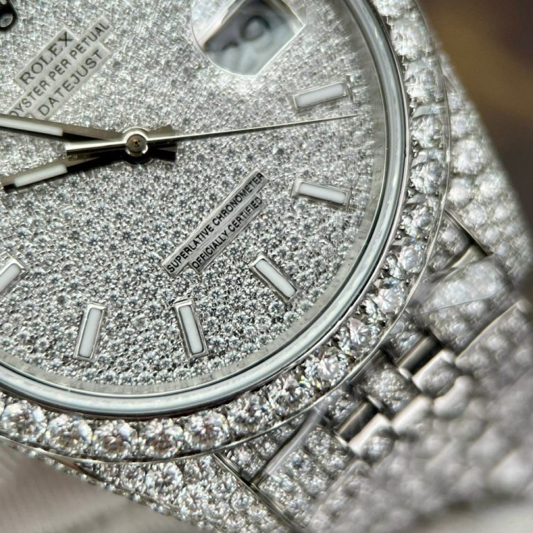 Dong Ho Rolex Dinh Full Kim Cuong Moissanite DateJust Replica 6 768x768 1