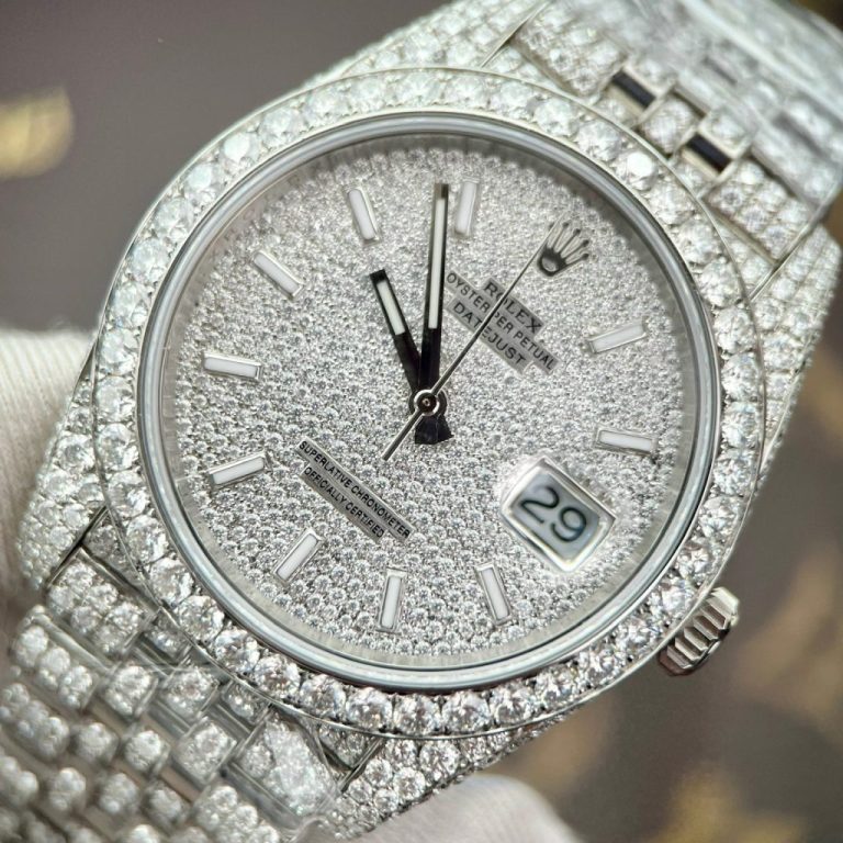 Dong Ho Rolex Dinh Full Kim Cuong Moissanite DateJust Replica 7 768x768 1