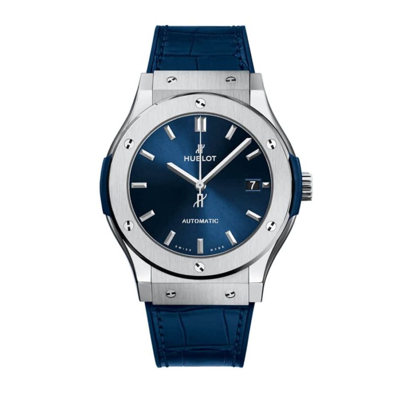 hublot classic fusion automatic blue sunray dial titanium 565 nx 7170 lr replica
