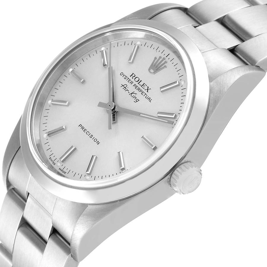 rolex air king 34mm silver dial smooth bezel steel mens watch 14000 45622 07fd6 md