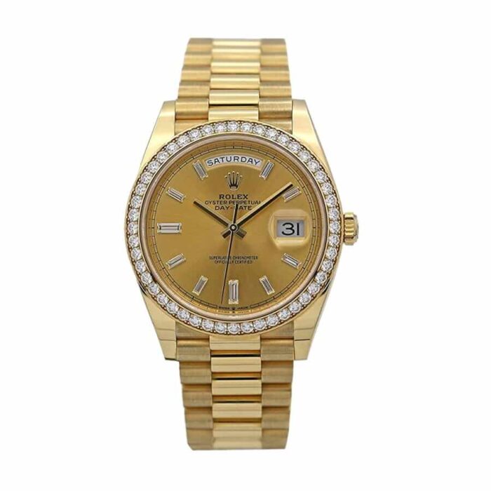 Rolex Day Date 228348rbr Kw Yellow Gold Diamonds Champagne Dial Replica