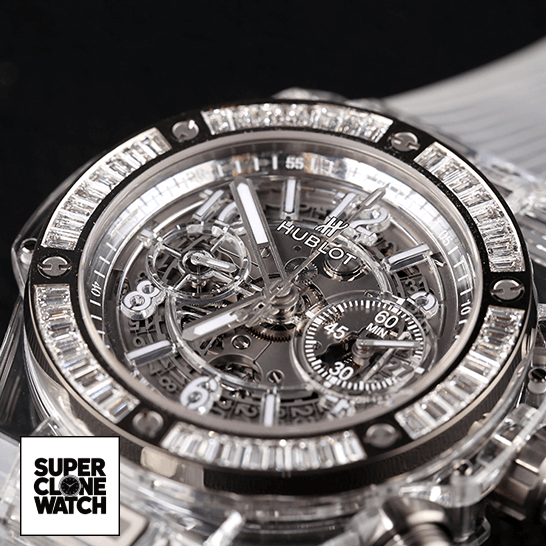 hublot big bang unico sapphire baguettes 411 JX 4802 RT 1904 replica front two