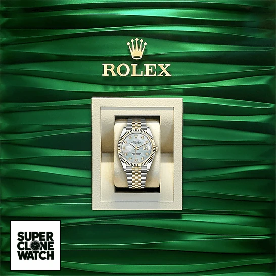 rolex datejust 126333 yellow gold steel automatic mother pearl diamond dial jubilee replica box unitedluxurynet 1