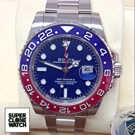 rolex gmt master II blue dial amp redblue 116719BLRO man left