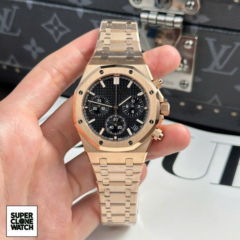 Dong Ho Audemars Piguet Royal Oak 26240 Replica 11 Mau Vang Hong Mat Den APS 41mm 7 768x768 2