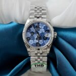 Dong Ho Rolex DateJust Replica 11 Nu Mat Hoa Mau Xanh Blue Xuong THB 31mm 4 768x786 1