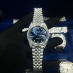 Dong Ho Rolex Do Kim Cuong Moissanite DateJust Mat Xanh Blue 41mm 1 768x576 1