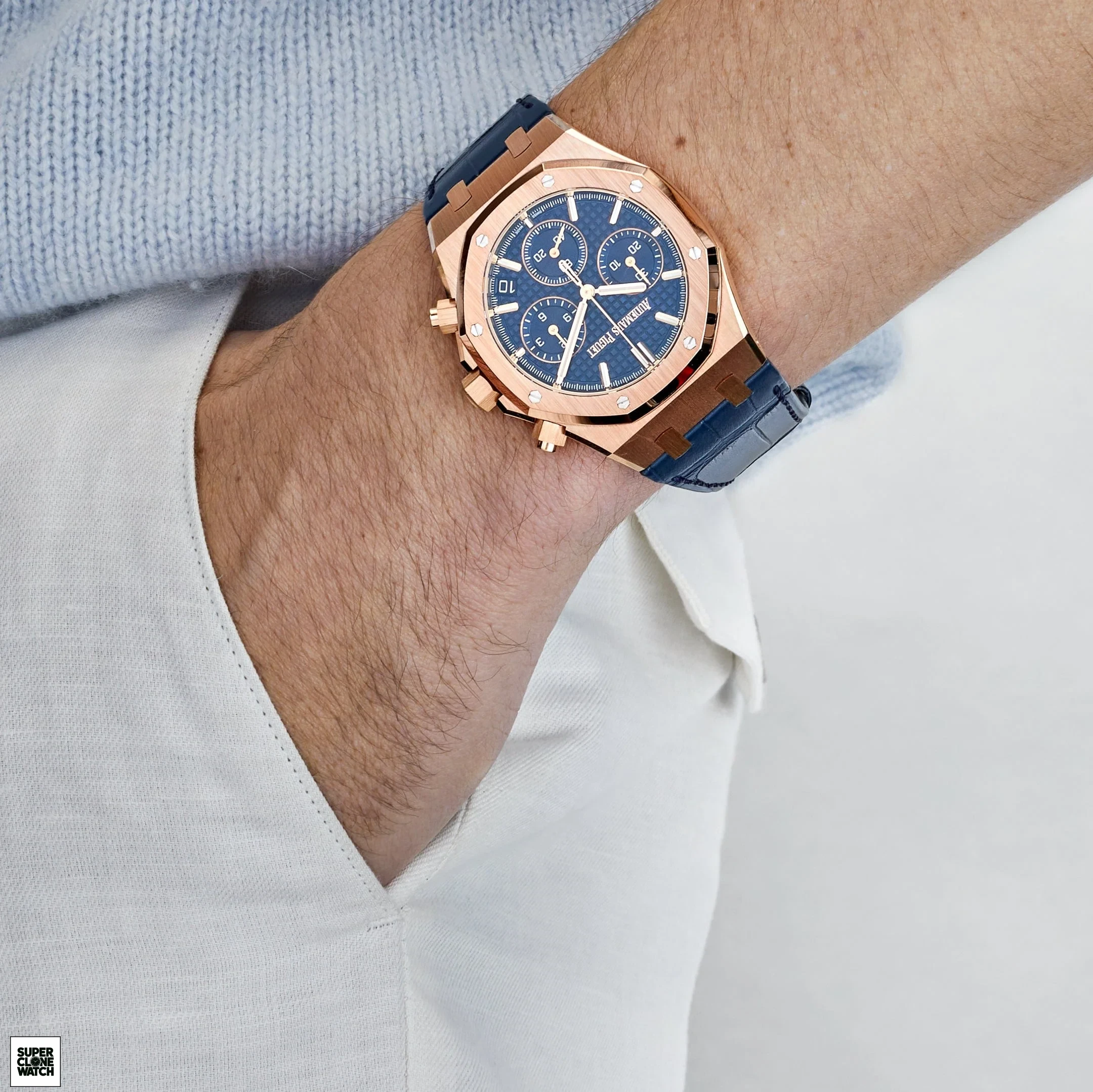 audemars piguet royal oak 26240or oo d315cr 01 chronograph 50th anniversary rose gold blue dial 2022 audemars piguet 41267809845492