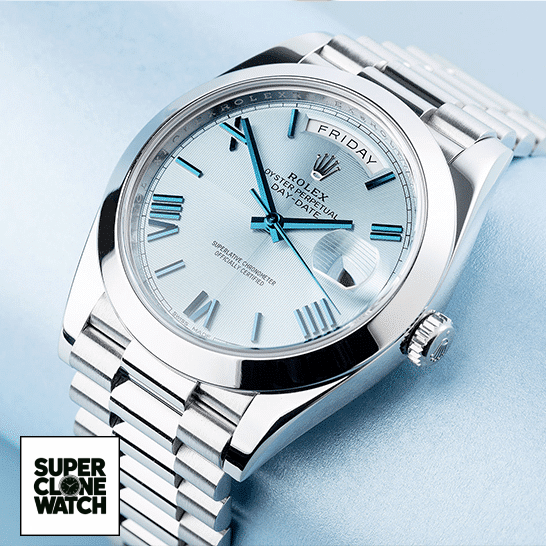 rolex day dat e228206 stainless steel blue diagonal dial oyster man dial