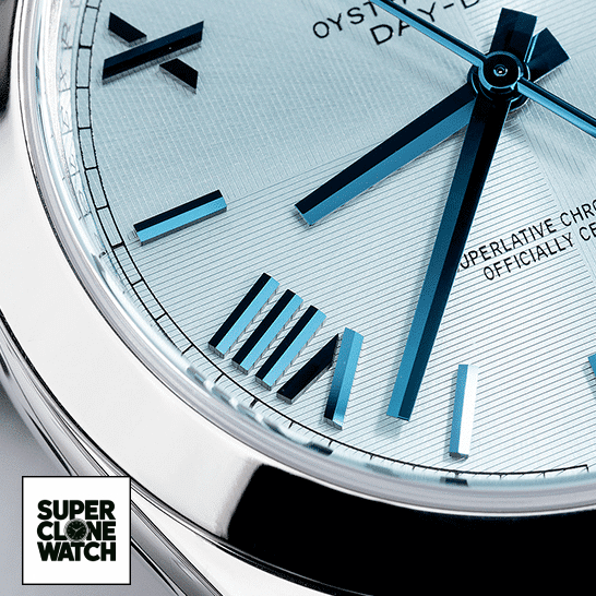 rolex day dat e228206 stainless steel blue diagonal dial oyster