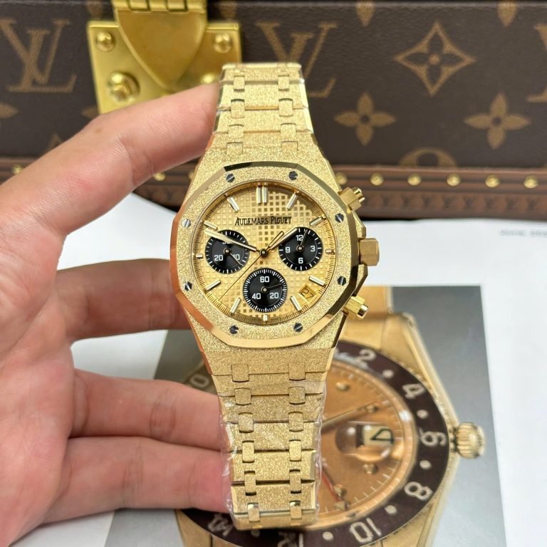 Dong Ho Audemars Piguet Che Tac Royal Oak Chronograph Frosted Gold 26240 Mat Vang Xuong APS 41mm 1 768x768 1