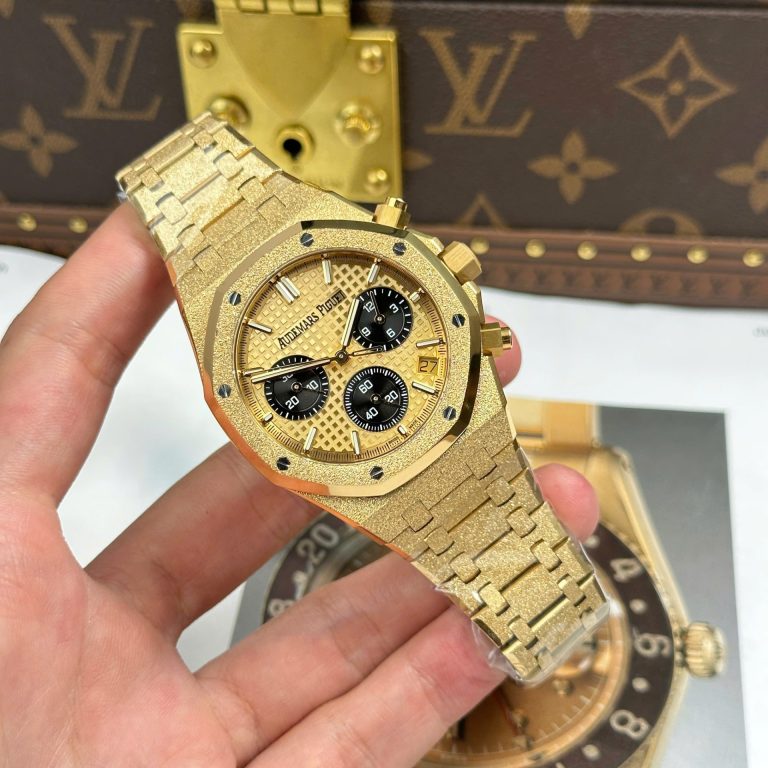 Dong Ho Audemars Piguet Che Tac Royal Oak Chronograph Frosted Gold 26240 Mat Vang Xuong APS 41mm 2 768x768 1