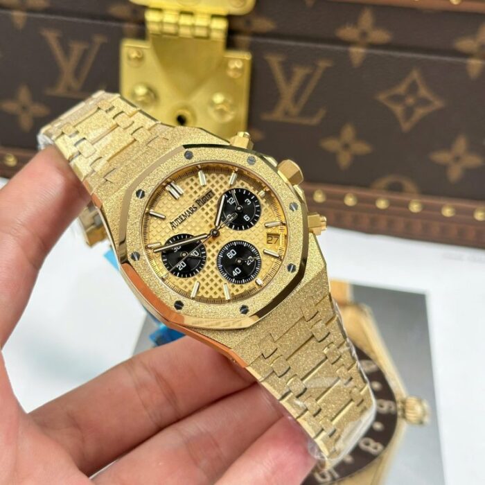 Dong Ho Audemars Piguet Che Tac Royal Oak Chronograph Frosted Gold 26240 Mat Vang Xuong APS 41mm 3 768x768 1