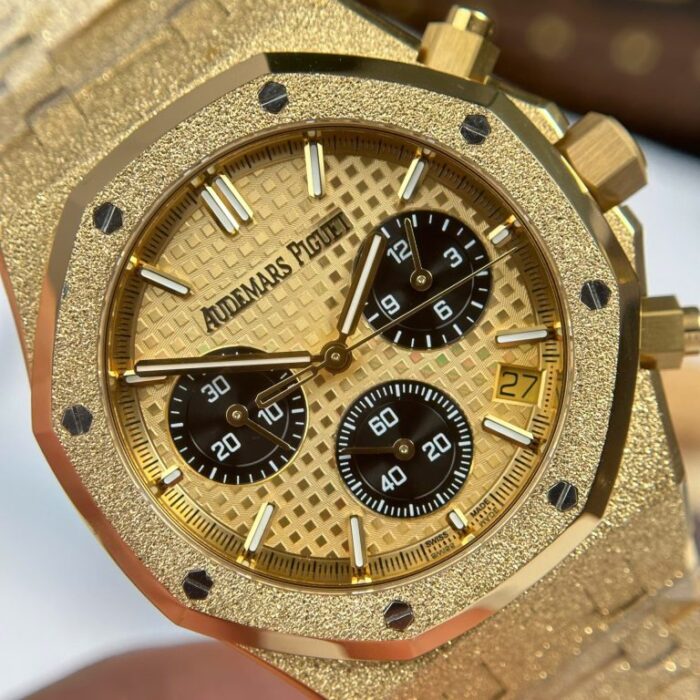 Dong Ho Audemars Piguet Che Tac Royal Oak Chronograph Frosted Gold 26240 Mat Vang Xuong APS 41mm 6 768x768 1
