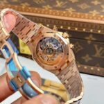 Dong Ho Audemars Piguet Replica 11 Royal Oak Chronograph Frosted Gold 26240 Mat Xanh Blue Xuong APS 41mm 1 768x768 1